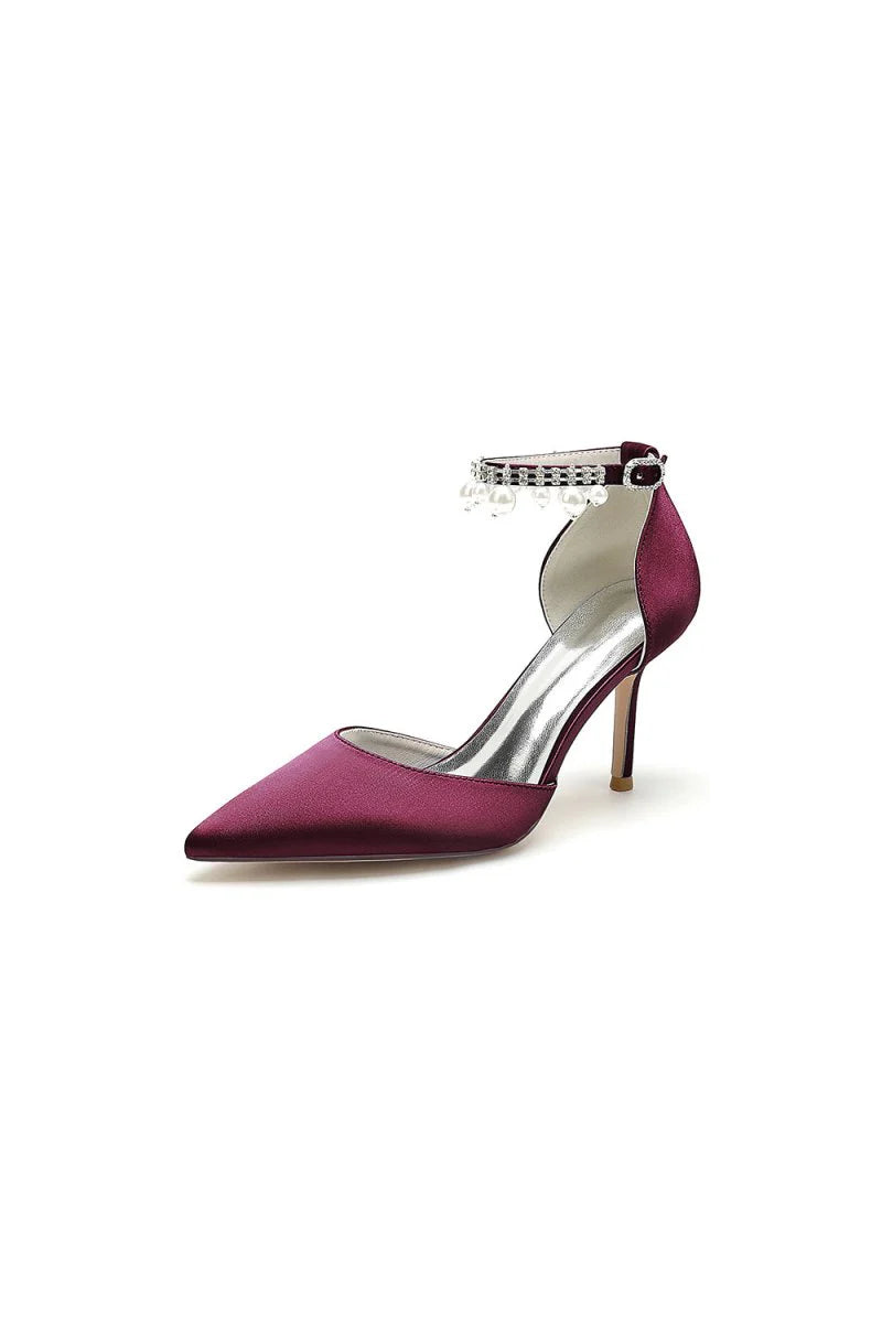 Pointed Toe Wedding Heels with Pearl Tassel