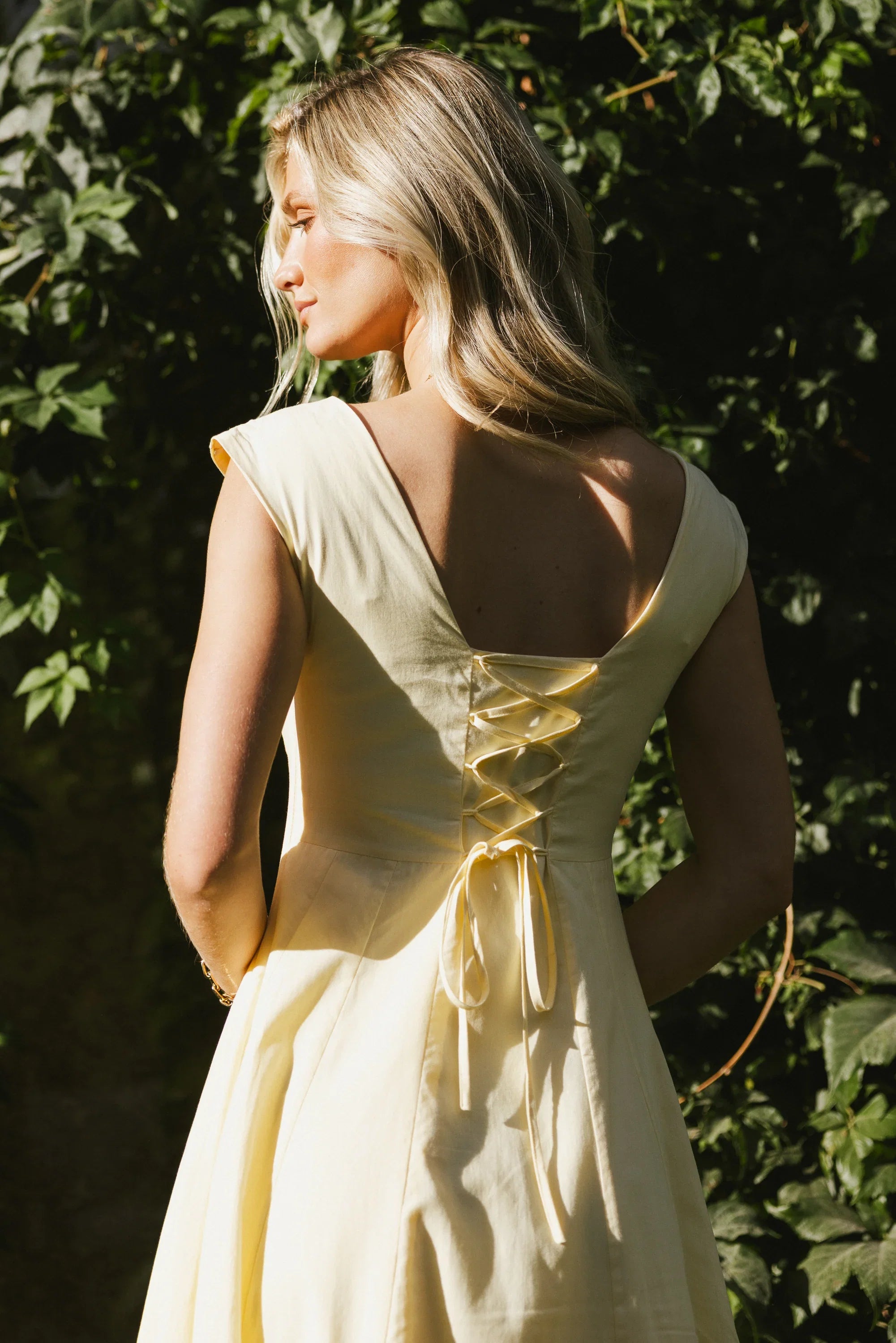 Colin Midi Dress in Butter Yellow