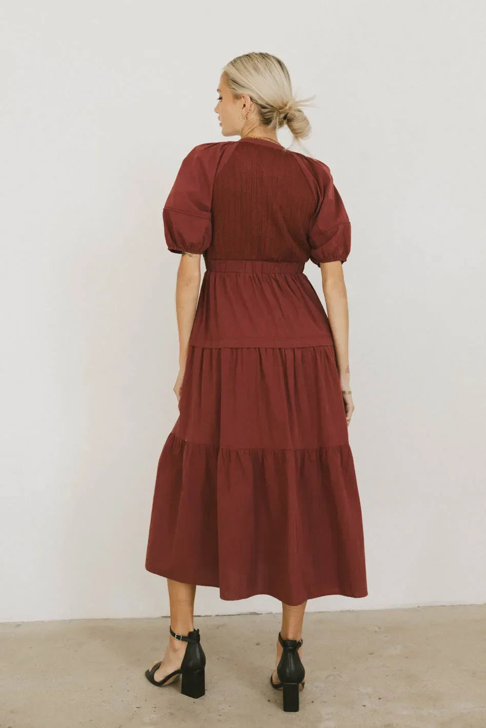 Leandra Midi Dress in Burgundy FINAL SALE