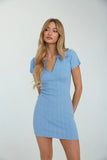 Zyra Short Sleeve Collared Bodycon Mini Dress