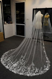 Vintage Flower Lace Veil Cathedral Tulle Bridal veil