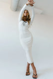 Janet Ribbed Maxi Dress in Ivory FINAL SALE