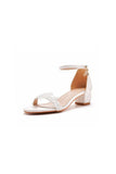 Elegant White Lace Open Toe Ankle strap Block Heels