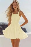 White A Line Short Pleated Mini Graduation Dress