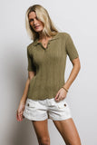 Millie Knit Sweater Top in Olive FINAL SALE