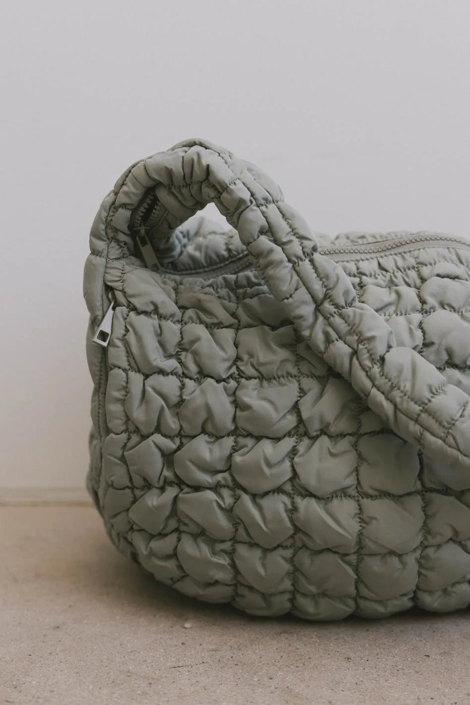 Nora Quilted Tote Bag in Sage FINAL SALE