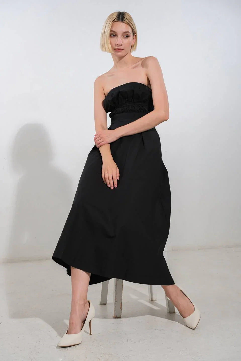 MYSTIC MIDI DRESS STRAPLESS COTTON DRESS