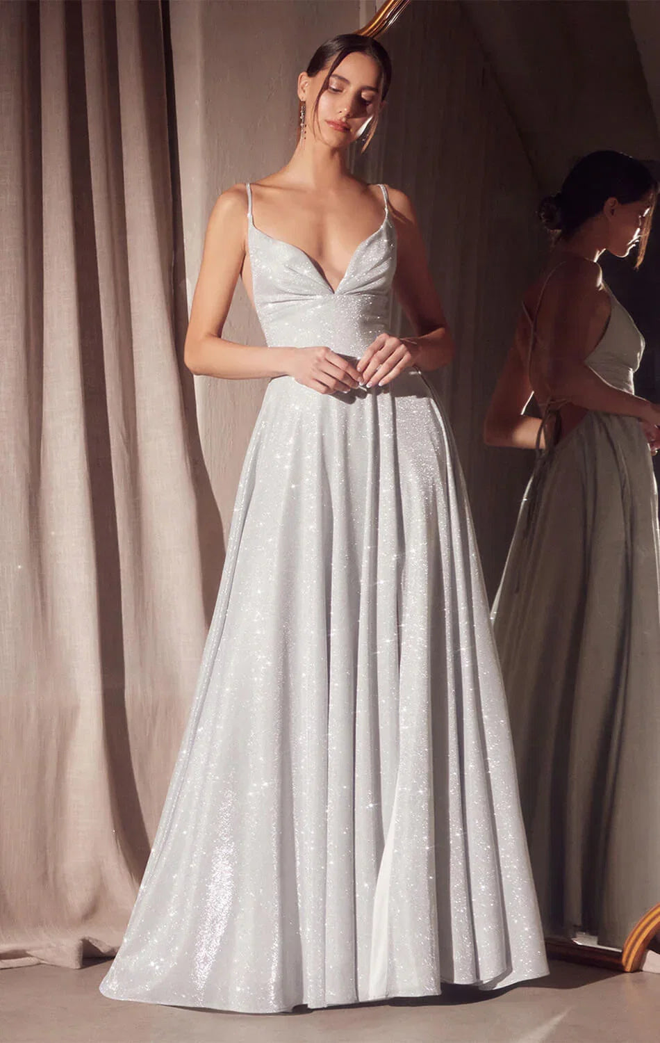 Gwendolyn Gown Shimmer Lace Up Back A Line Evening Dress