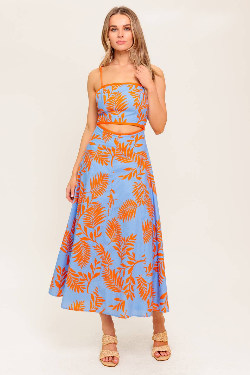 APRICOT SUNSET CUT OUT MIDI DRESS