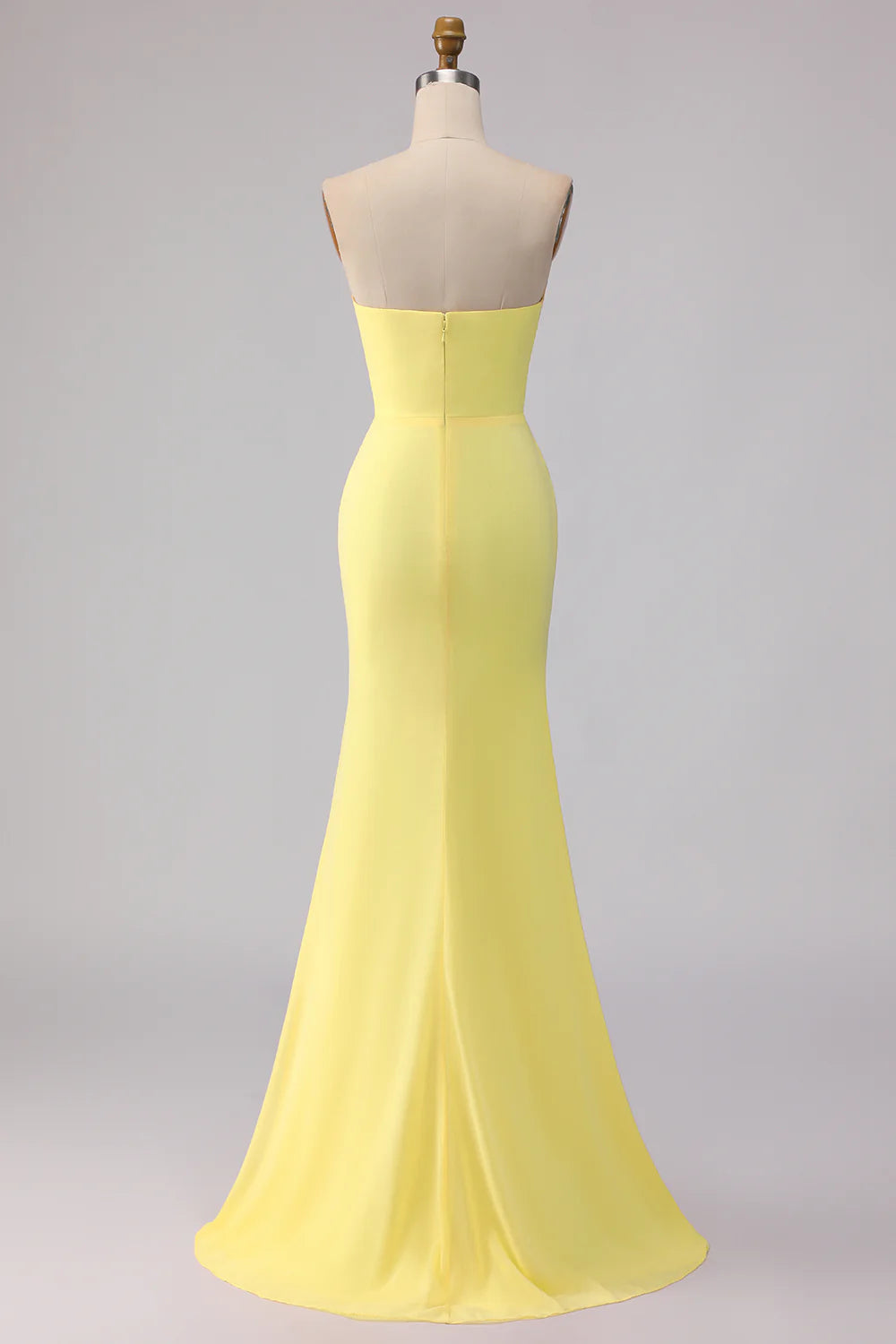 Yellow Strapless Mermaid Ruched Long Bridesmaid Dress