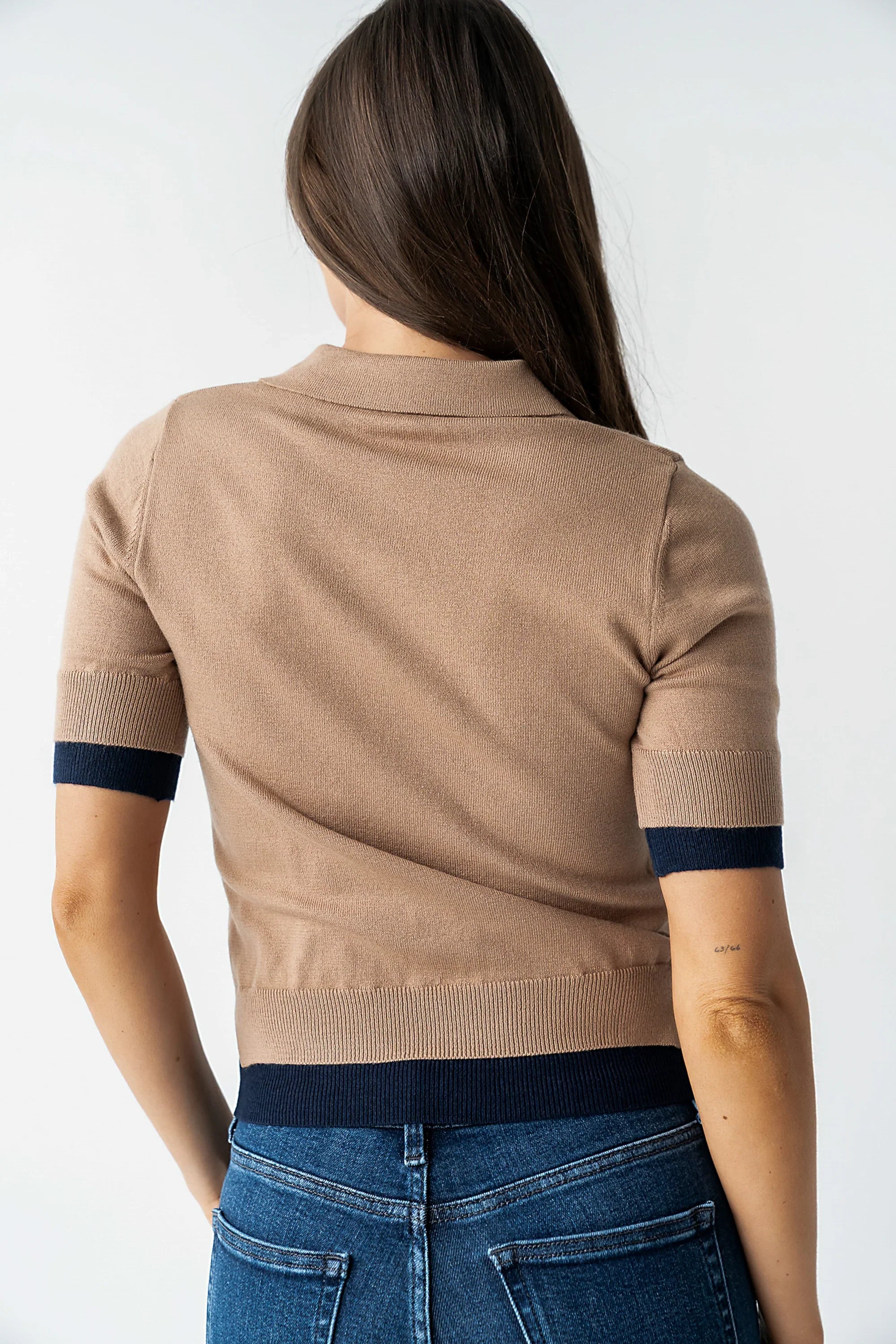 Delilah Contrast Sweater in Taupe