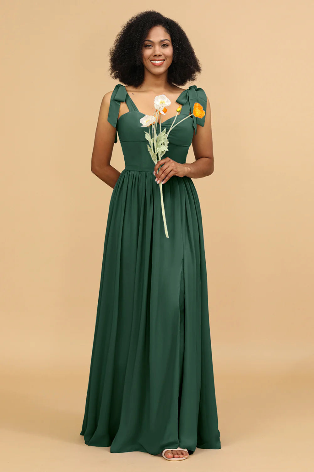 Sweetheart Sleeveless Long Chiffon Bridesmaid Dress with Slit