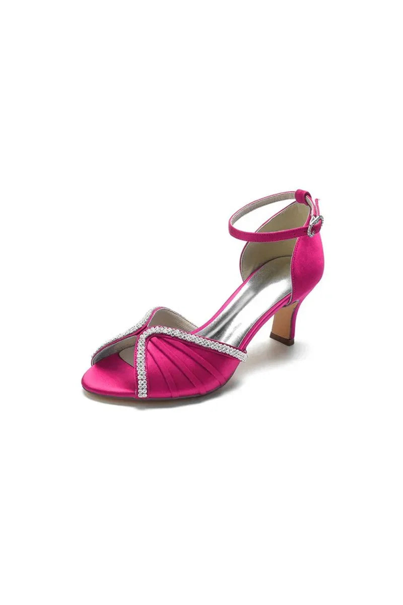 Elegant Rayel Blue Satin Pump with Rhinestone Accents