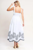 WHISPERS OF SUMMER BLACK WHITE MIDI DRESS
