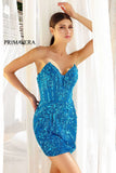 4234 Primavera Strapless Sequin Beaded Short Dress