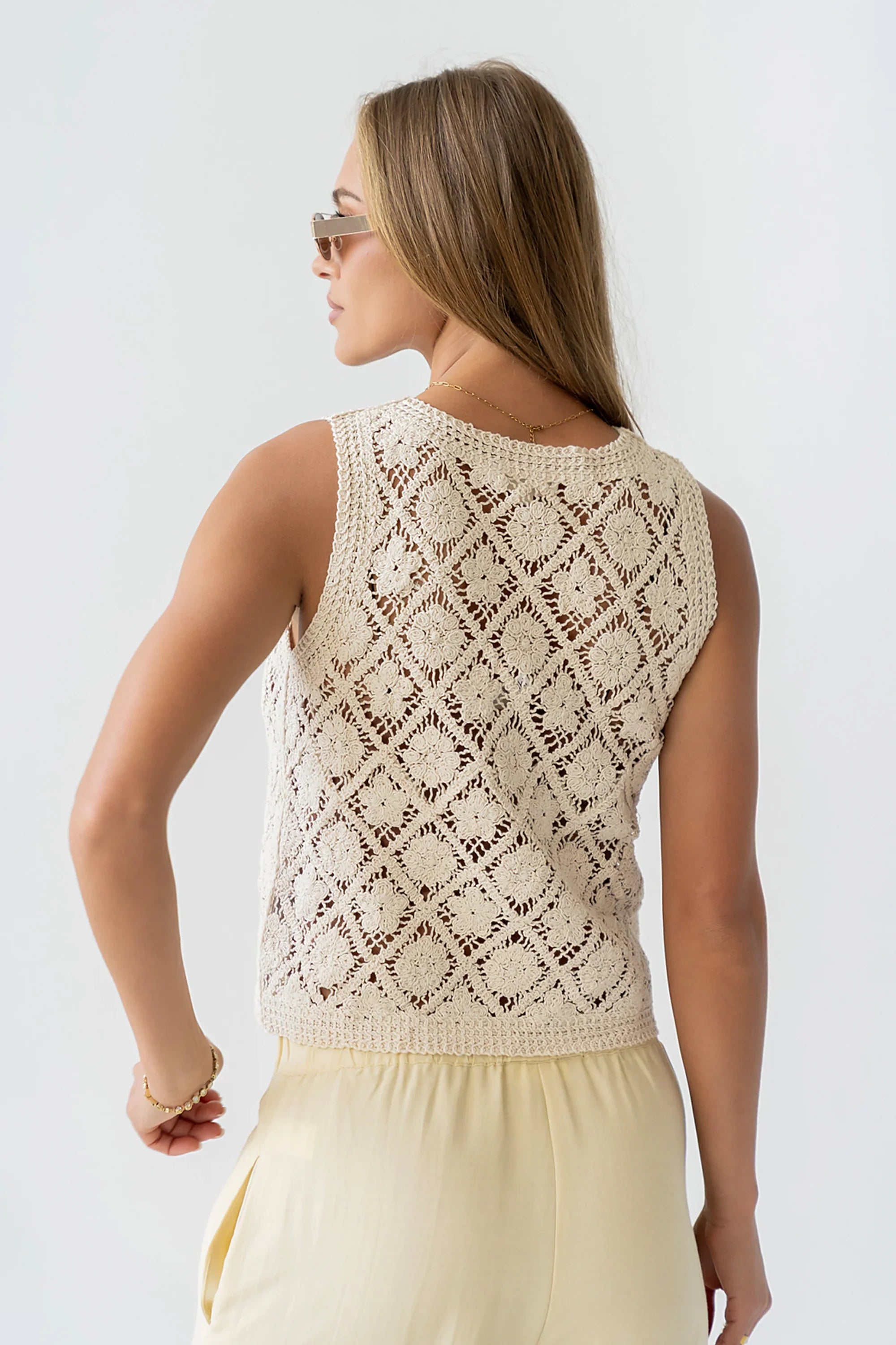 Kiara Crochet Button Vest