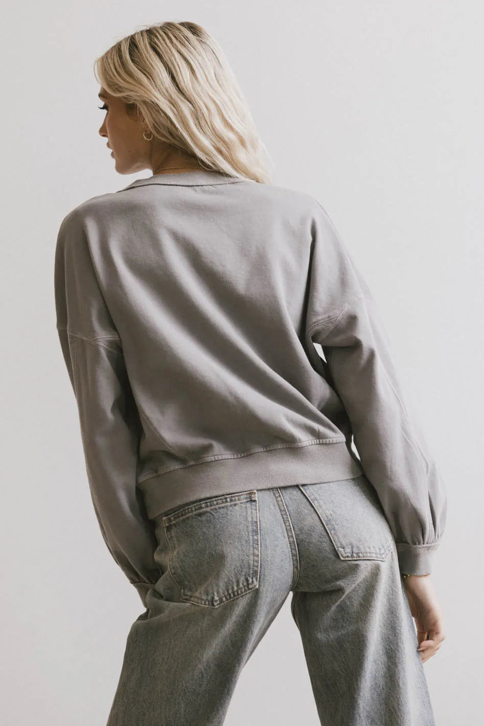 Sutton Exposed Seam Crewneck in Grey FINAL SALE