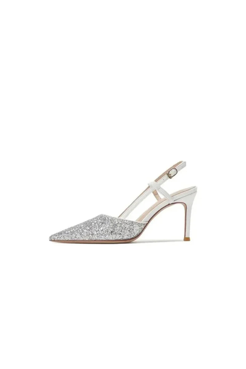 Stiletto High Heels with One Buckle and Toe Cap