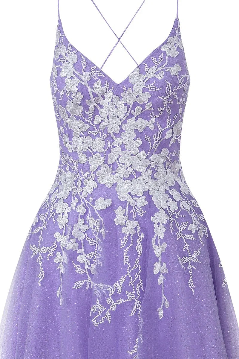 Aline Short Glitter Tulle Homecoming Dress with Appliques