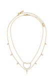 Crystal Heart and Drop Layered Necklace Set of 2