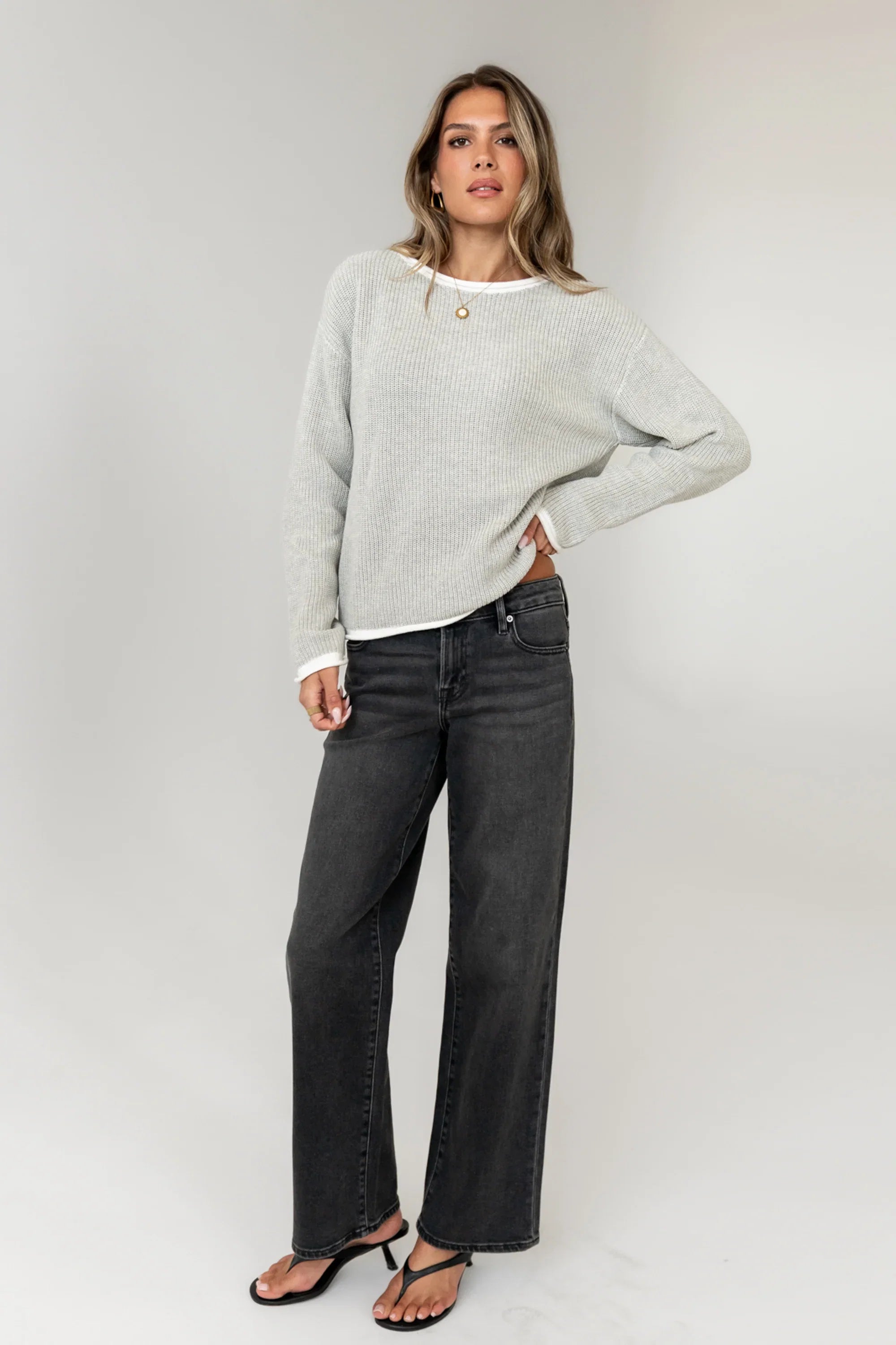 Mandy Contrast Sweater in Grey FINAL SALE