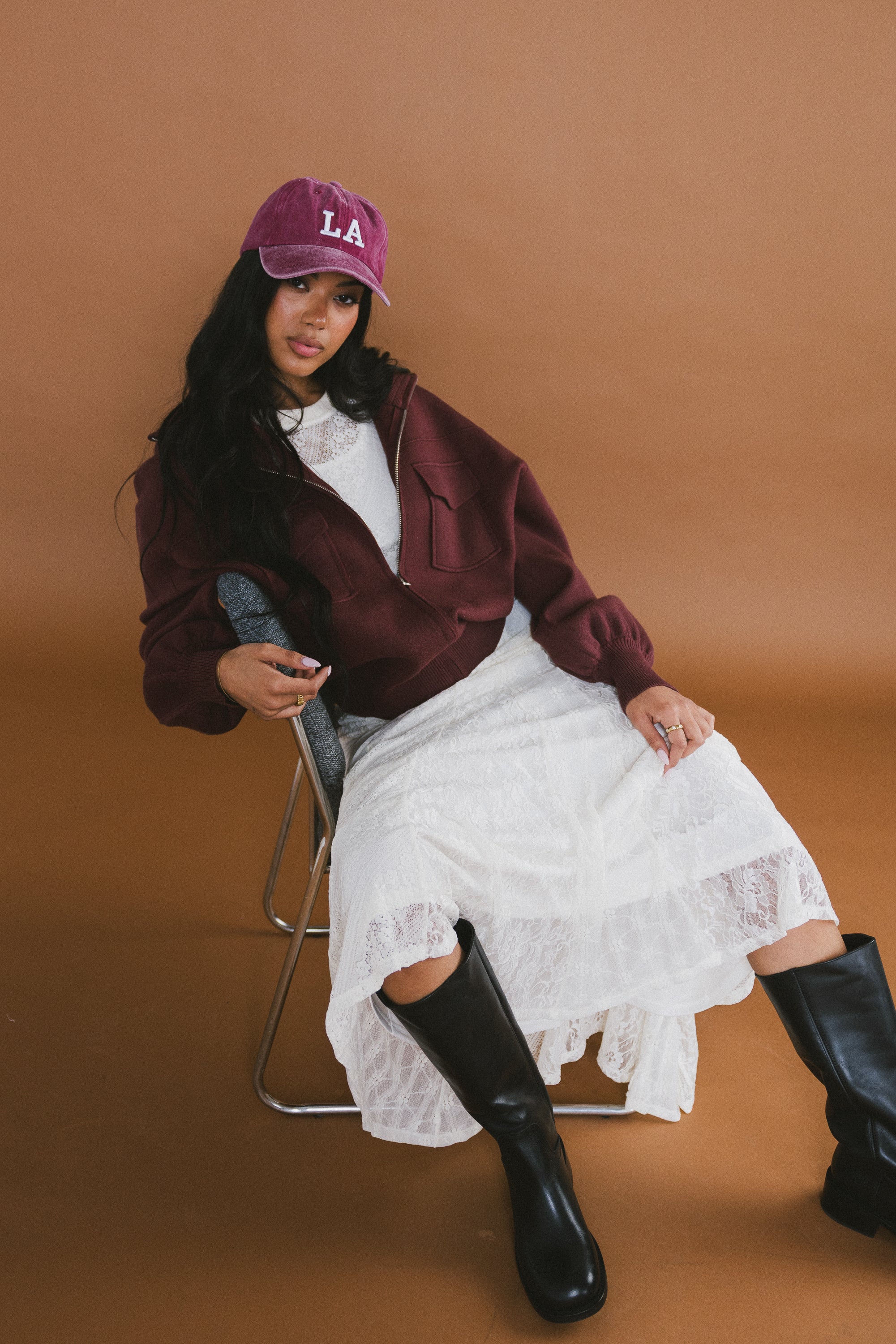 Markus Knit Bomber Jacket in Marsala FINAL SALE