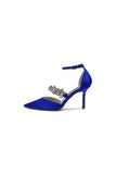 Crystal Strap Pointed Toe Satin High Heels