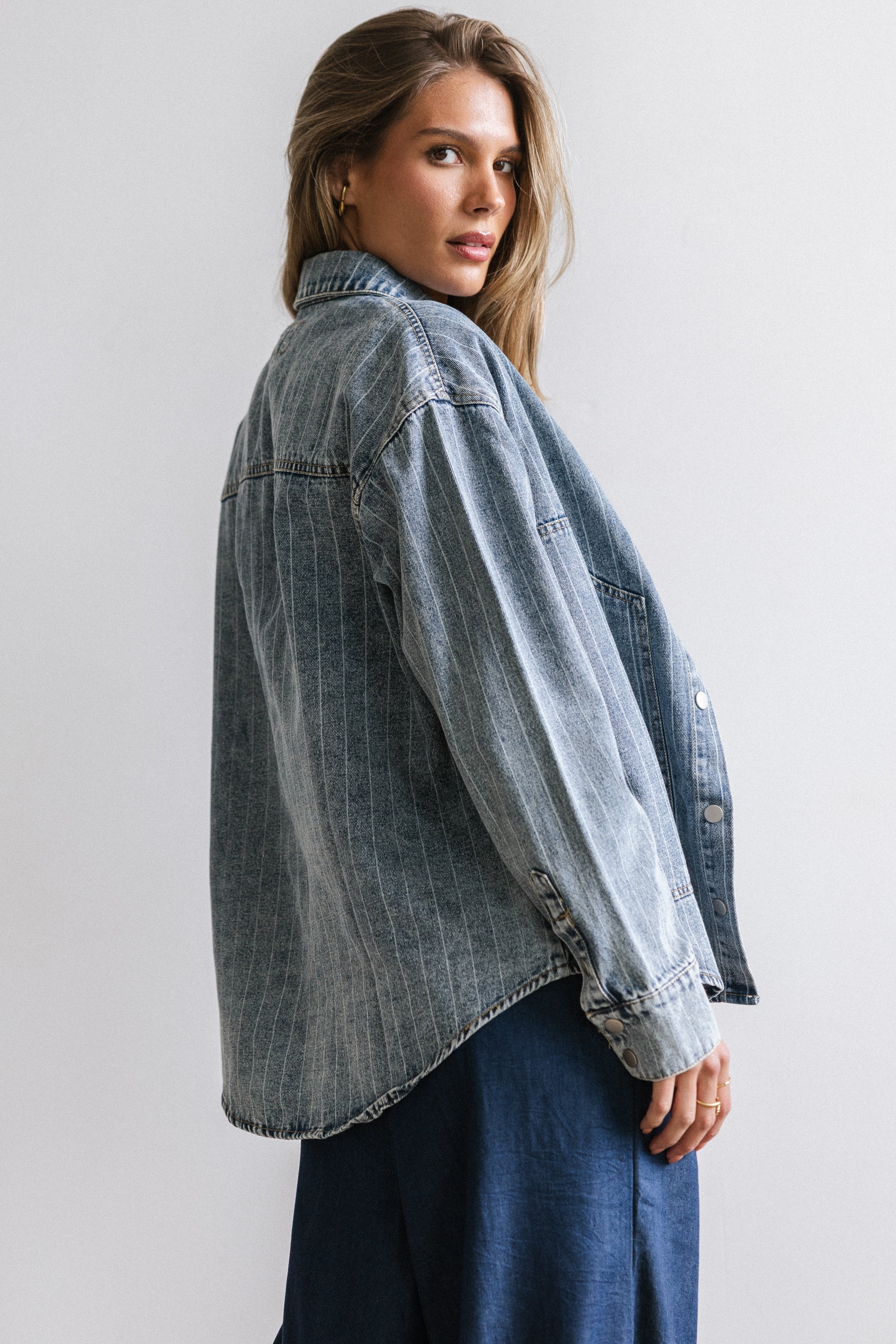 Kandy Striped Denim Shacket
