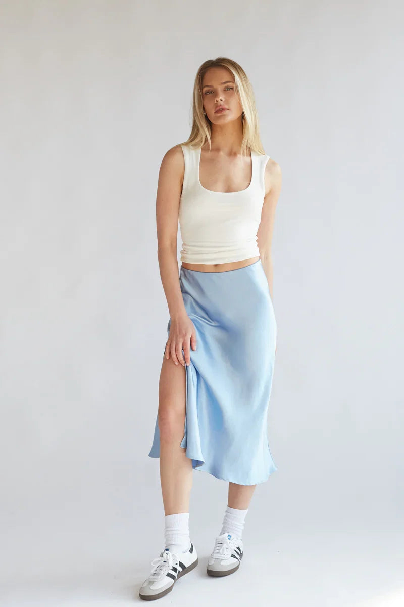 Eliza Satin Midi Skirt