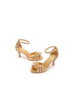 Crystal Rhinestone Decor Peep Toe Stiletto Ankle Strap High Heels