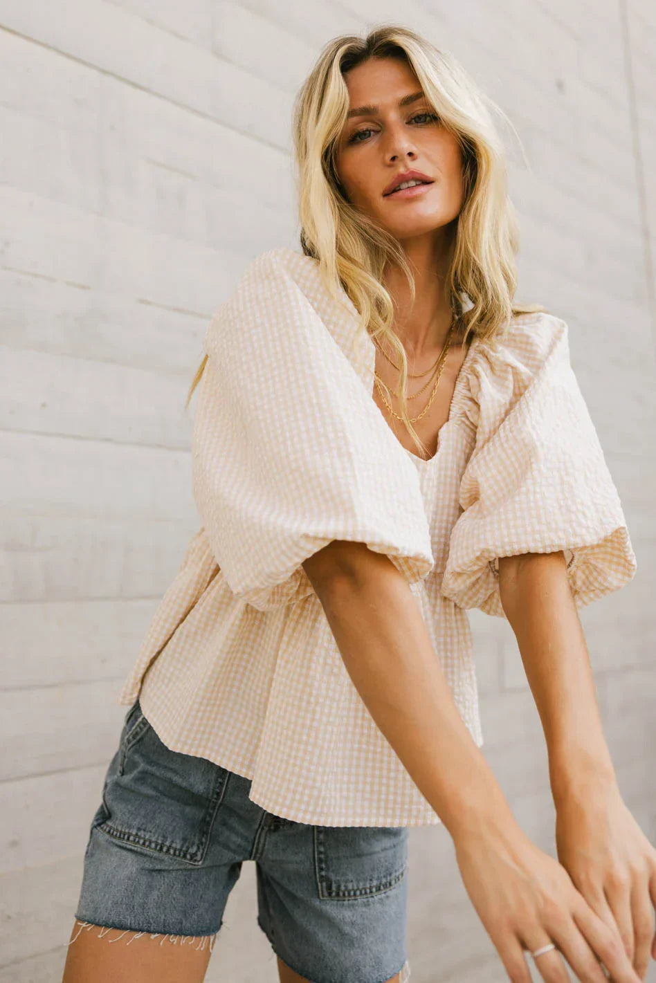 Delilah Gingham Peplum Top FINAL SALE