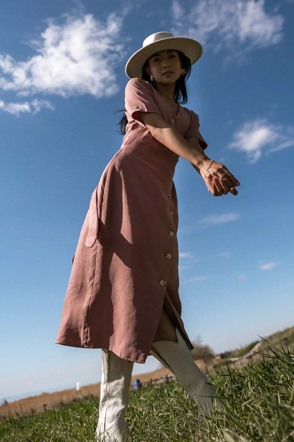 Bhar Midi Wrap Dress in Clay FINAL SALE
