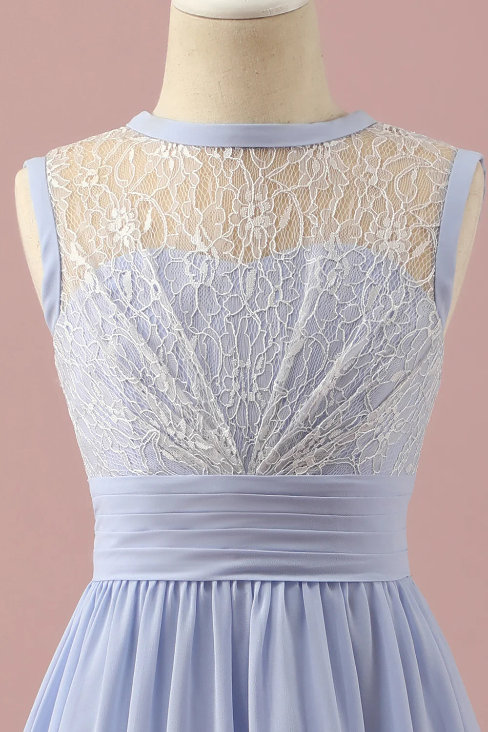 Lavender A Line Lace and Chiffon Short Junior Bridesmaid Dress