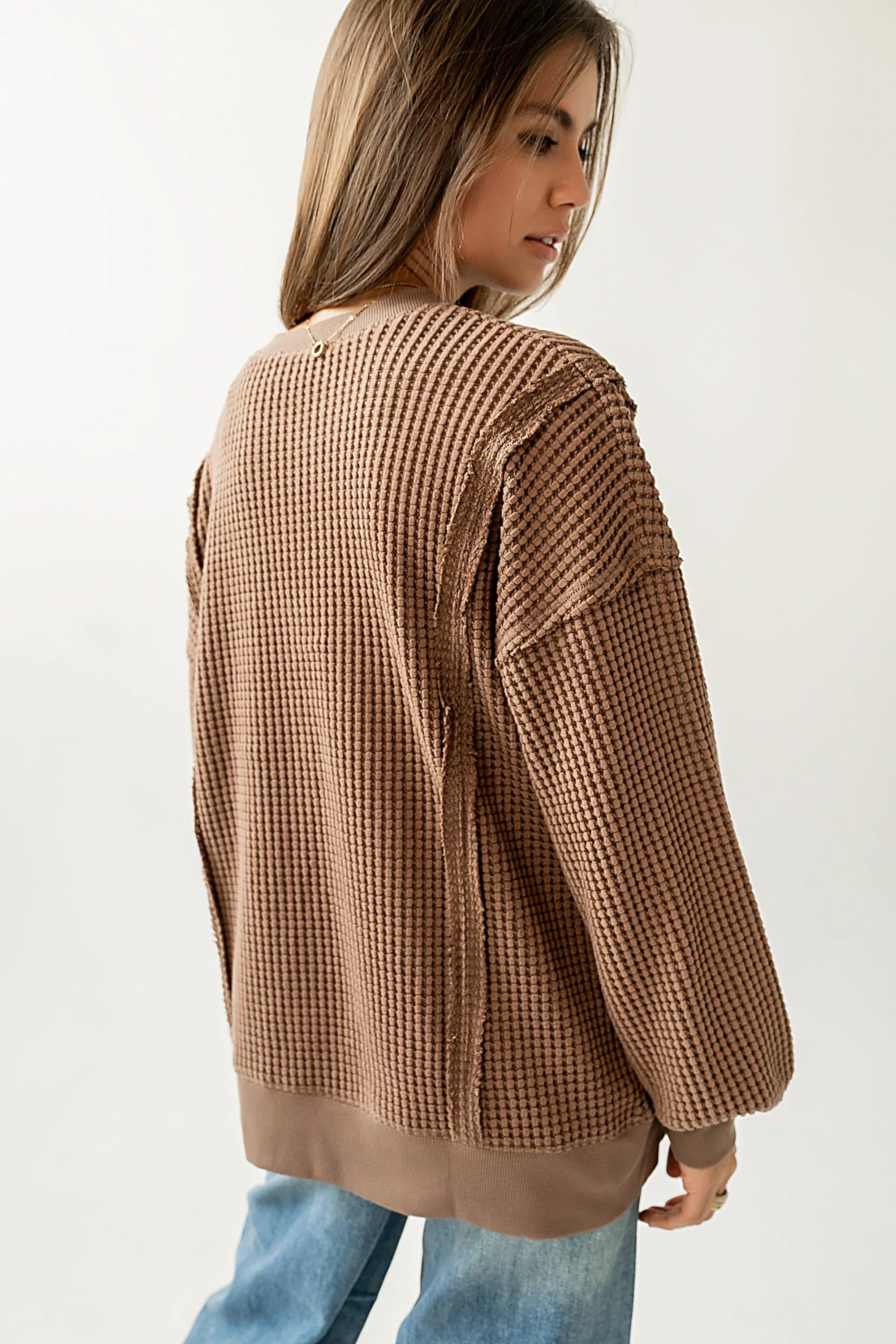 Trace Waffle Knit Top in Mocha