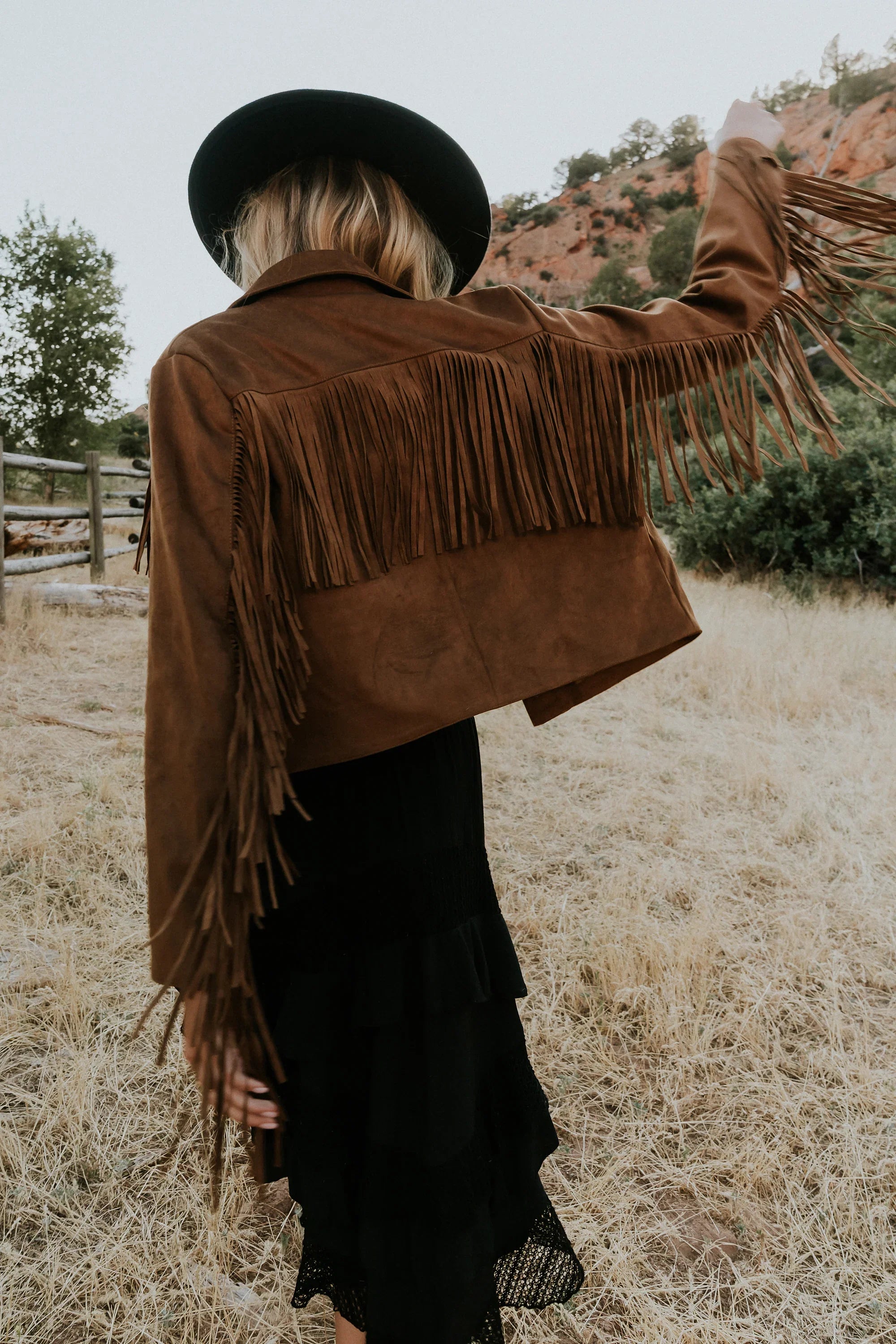 Bridget Fringe Jacket in Cognac
