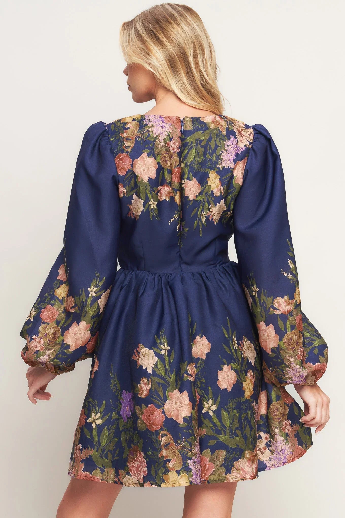 NOCTURNE IN BLOOM NAVY MINI DRESS