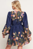NOCTURNE IN BLOOM NAVY MINI DRESS