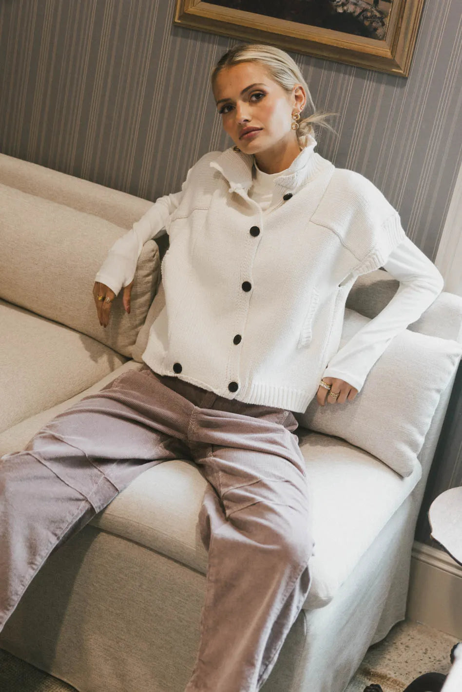 Sadie Knit Cardigan in Ivory FINAL SALE