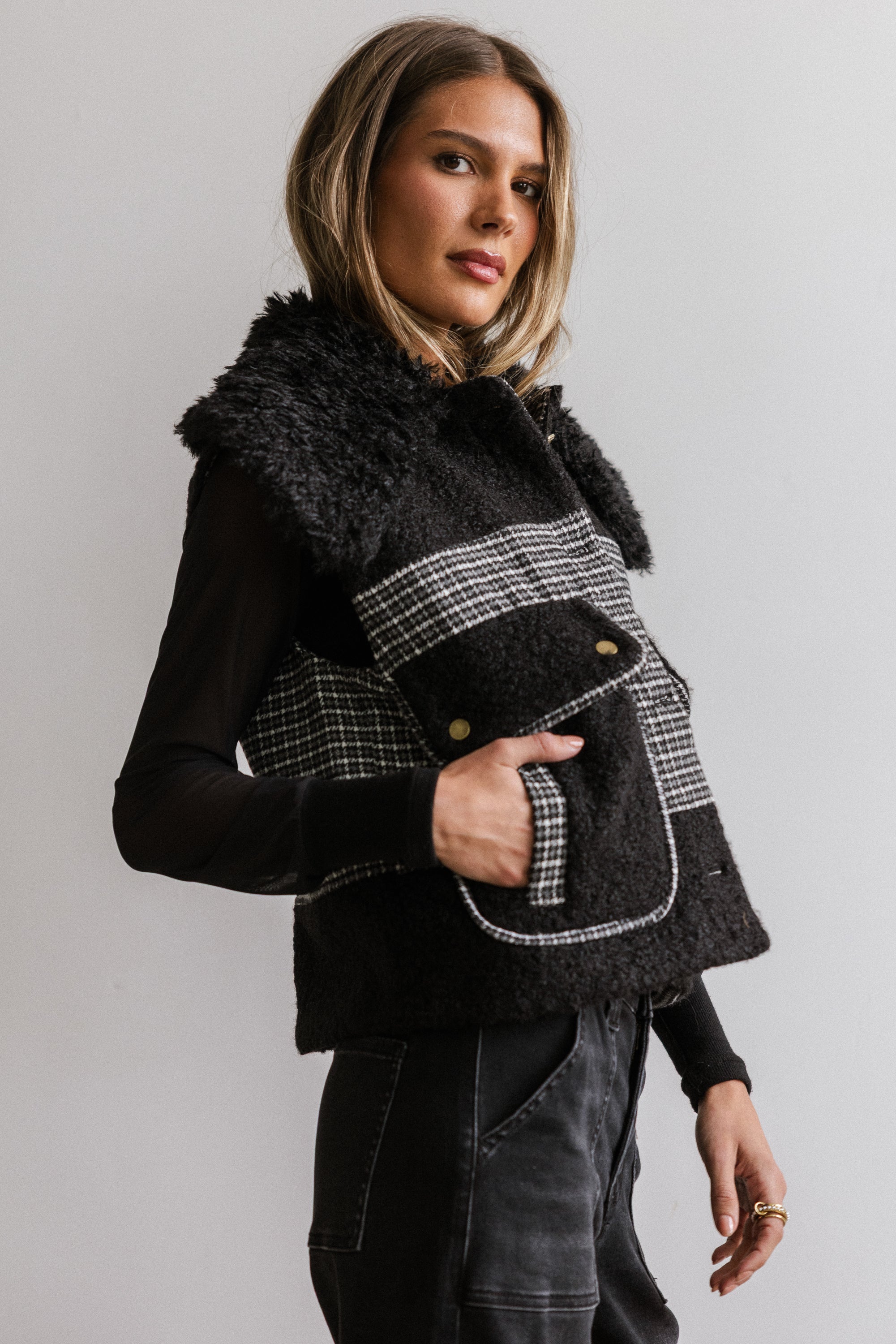 Liv Sherpa Vest in Black FINAL SALE
