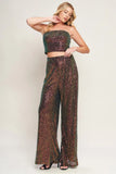 CHARMING COMPOSURE SEQUIN CROP TOP PANT SET