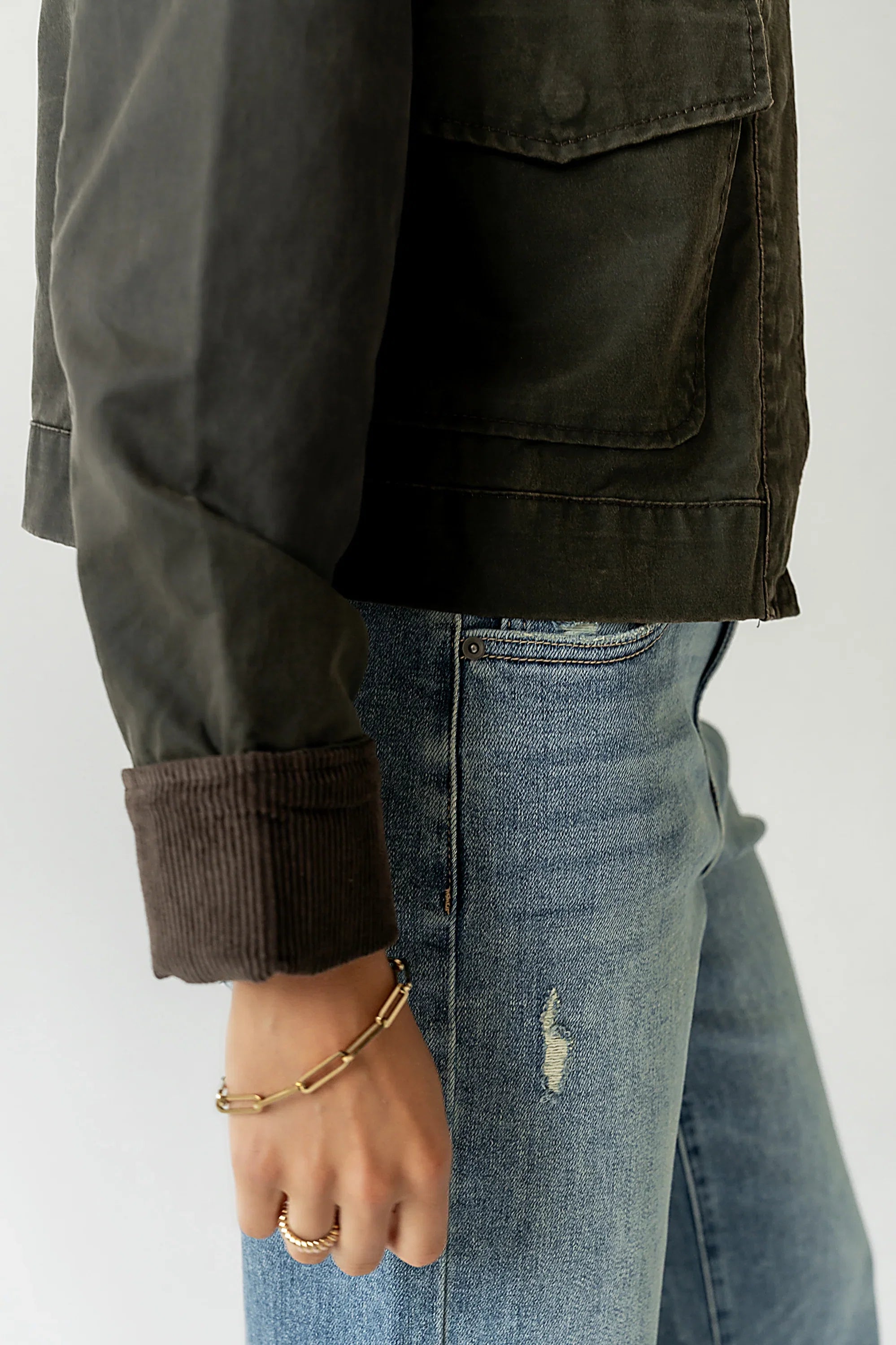 Krue Contrast Jacket in Olive FINAL SALE