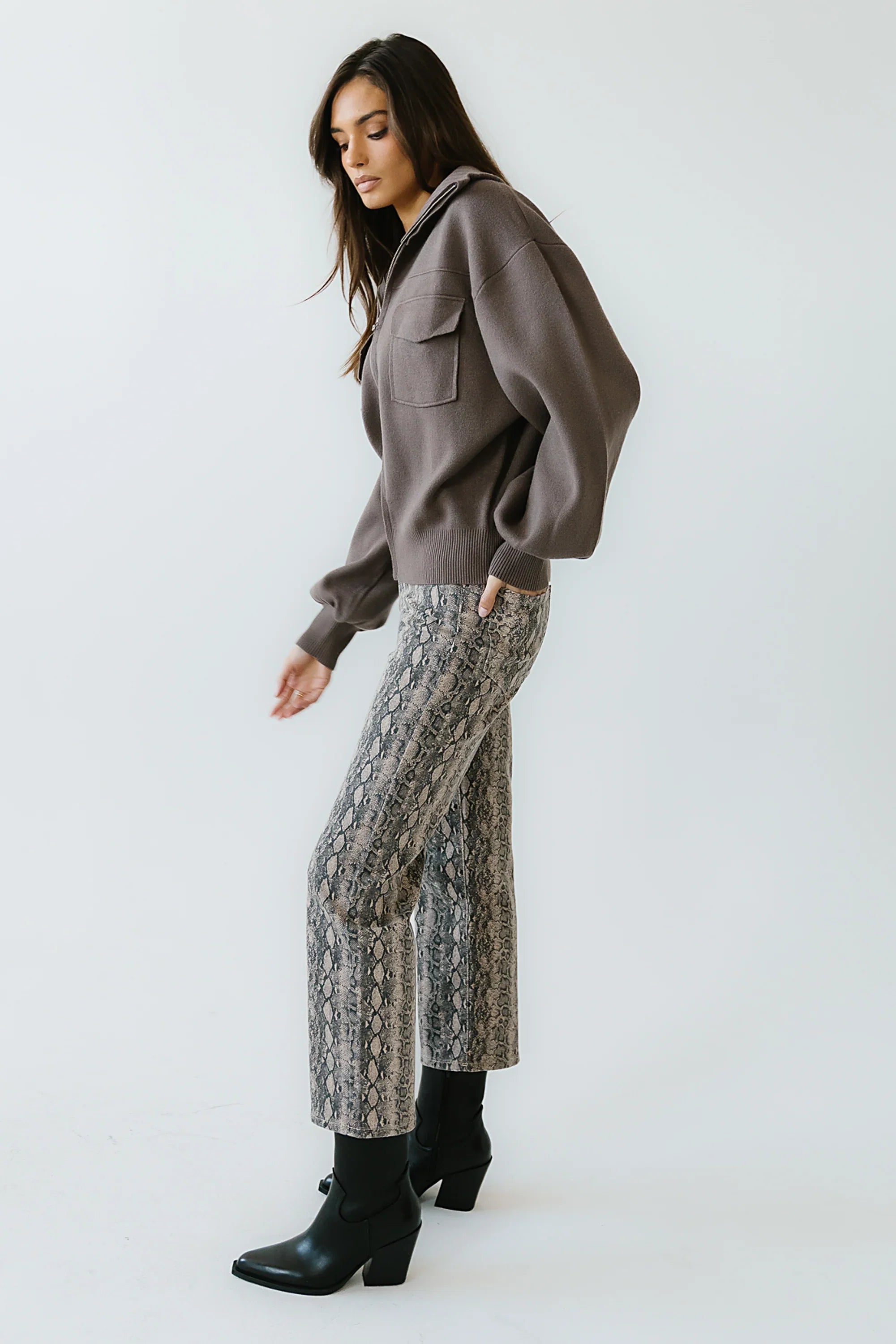 Markus Knit Bomber Jacket in Mocha FINAL SALE