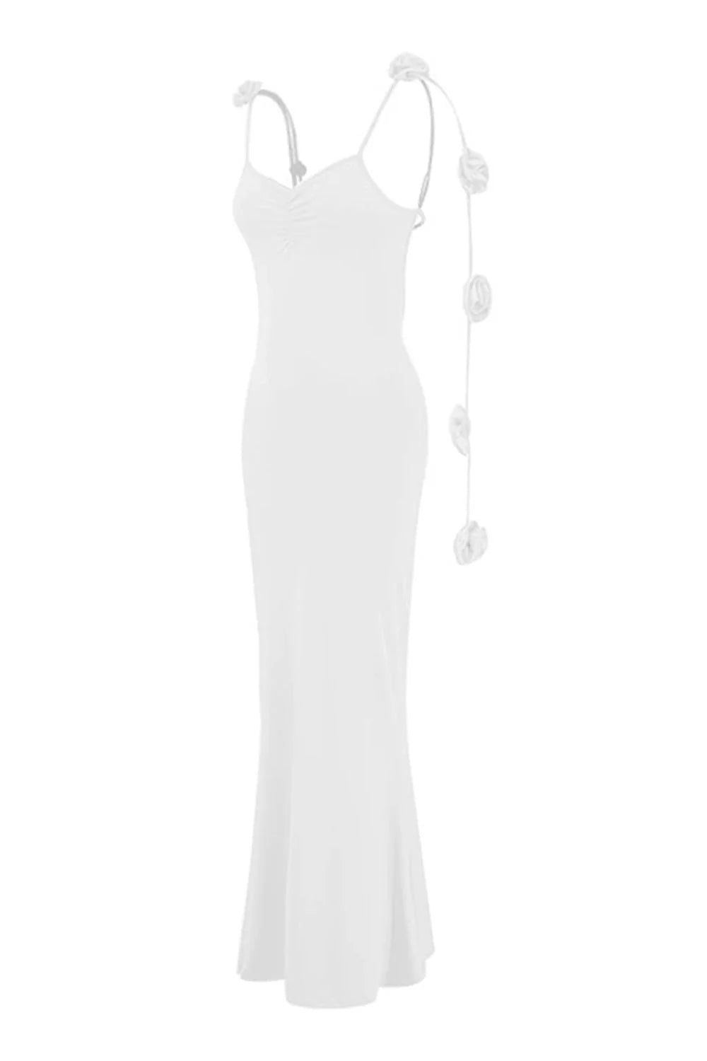 White Mermaid Spaghetti Straps Backless Formal Dress