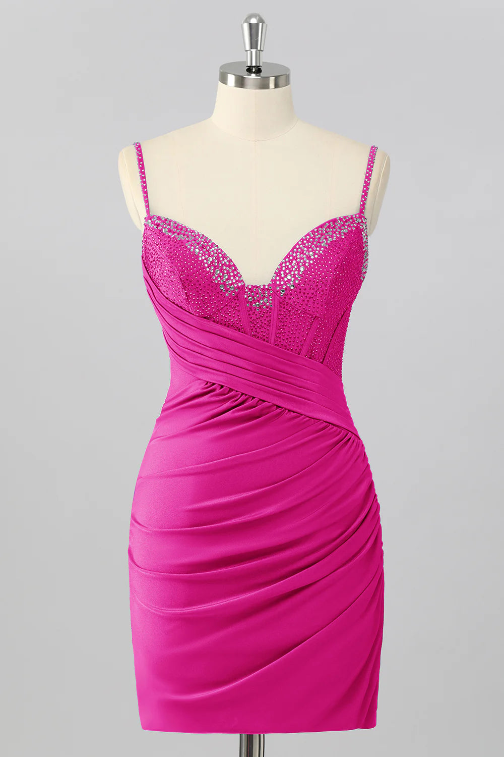 Bodycon Corset Ruched Mini Royal Blue Homecoming Dress with Beading