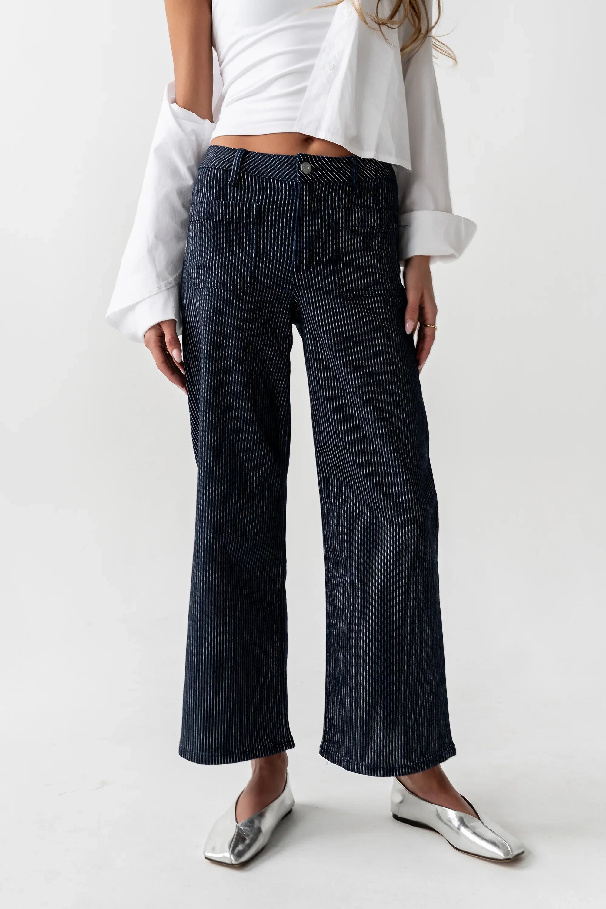 Ariana Striped Wide Leg Jeans