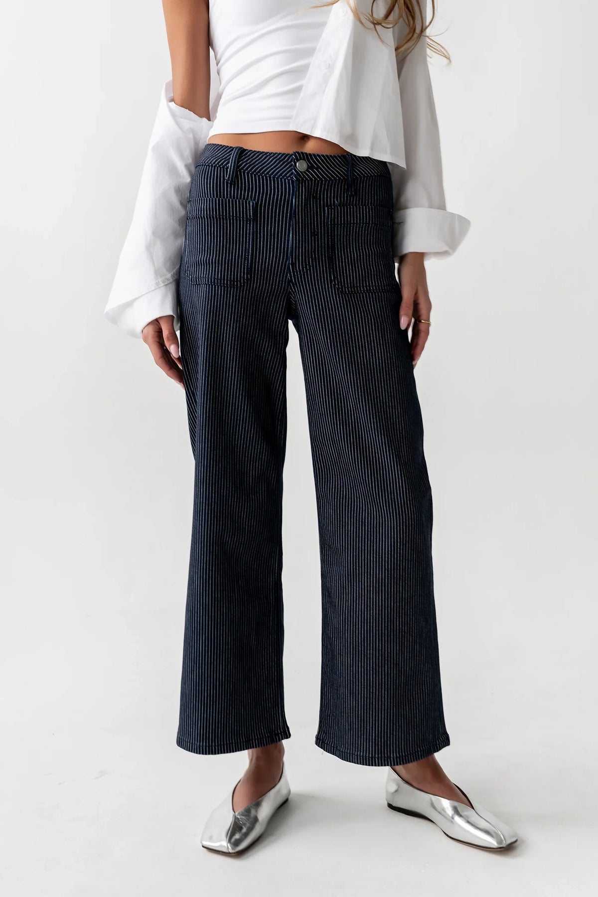 Ariana Striped Wide Leg Jeans