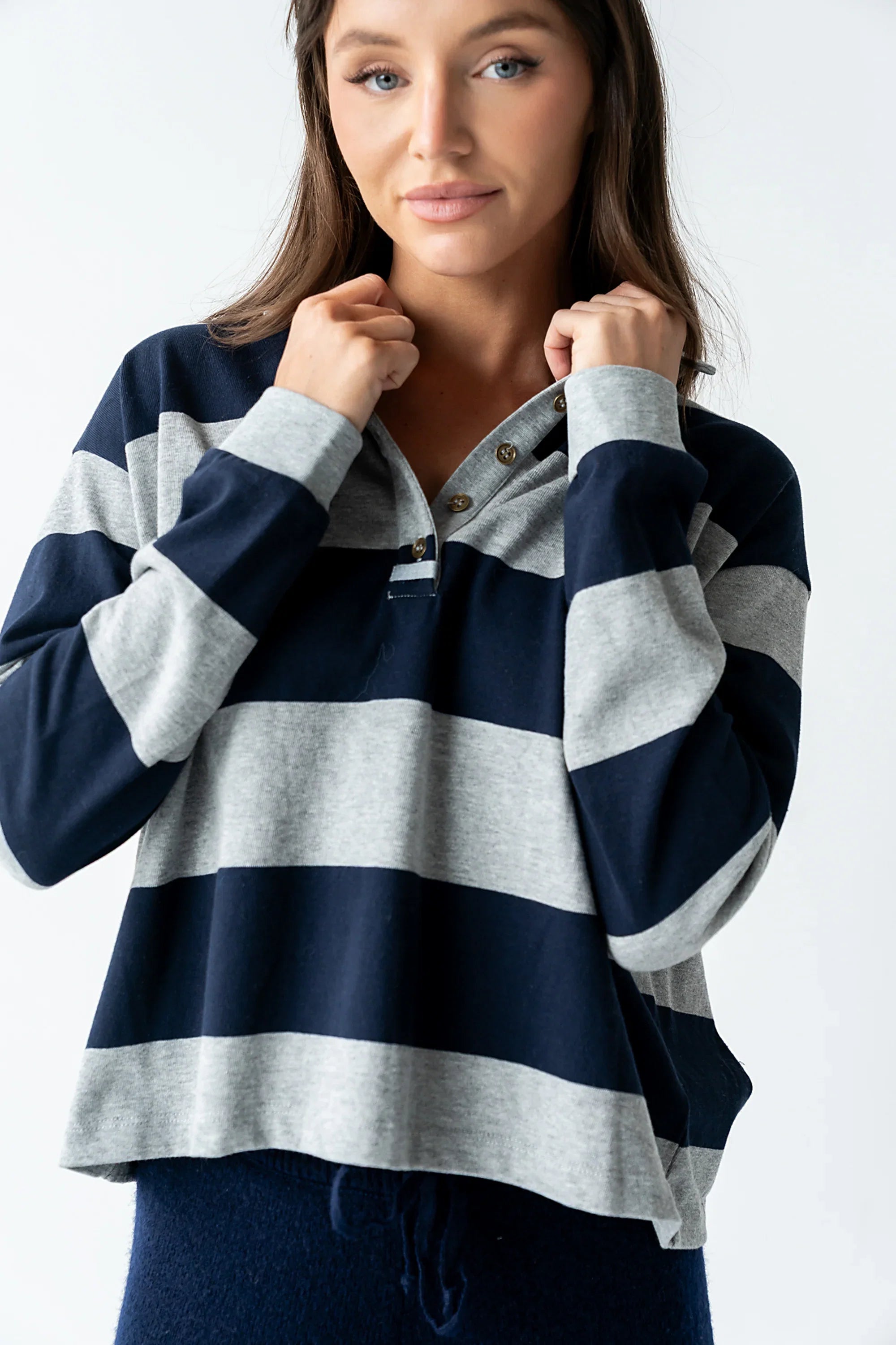 Kaysen Striped Top in Navy FINAL SALE