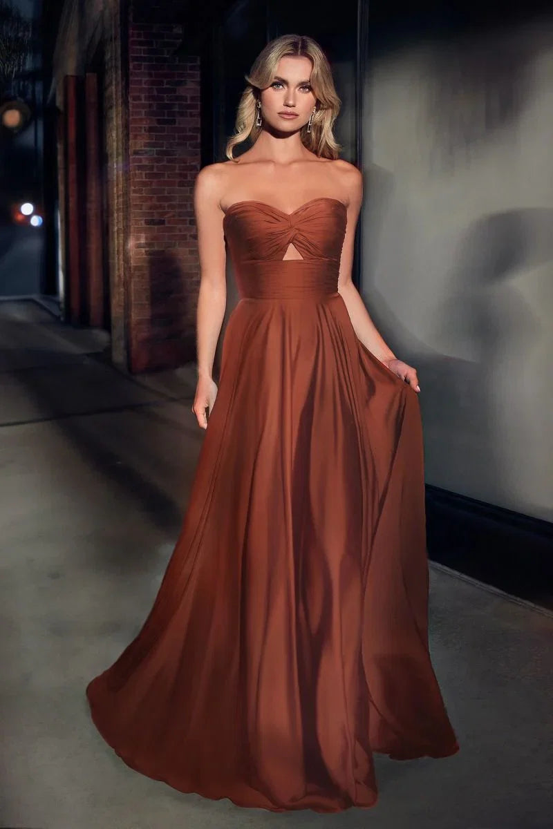 Madigan Gown STRAPLESS A LINE SOFT SATIN KEYHOLE DRESS