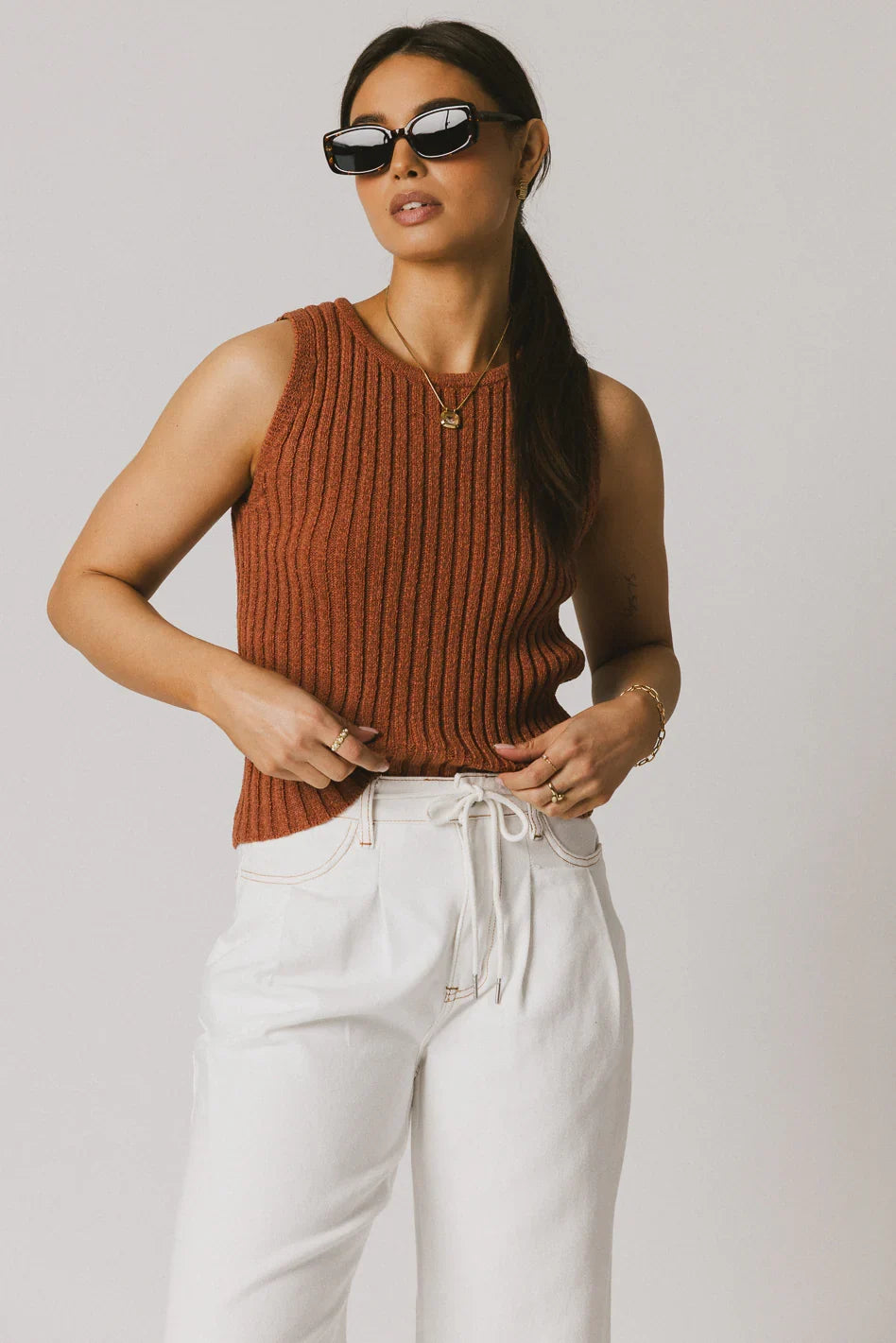 Riley Ribbed Top in Clay FINAL SALE