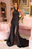47018 Ava Presley Satin Halter Dress